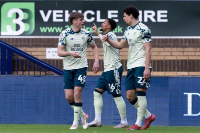 010126 - Wycombe Wanderers v Cardiff City - Sky Bet League 1 - Chris Willock of Cardiff City celebrates after scoring his sides first goal