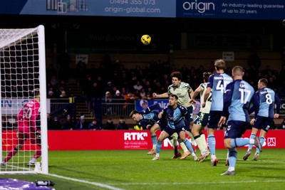 010126 - Wycombe Wanderers v Cardiff City - Sky Bet League 1 - Yousef Salech of Cardiff City with a header