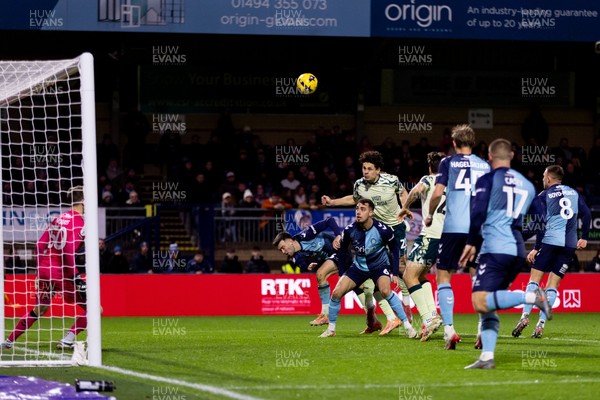 010126 - Wycombe Wanderers v Cardiff City - Sky Bet League 1 - Yousef Salech of Cardiff City with a header