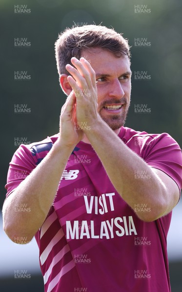 290723 - Wycombe Wanderers v Cardiff City, Pre-season Friendly - Aaron Ramsey of Cardiff City applauds the fans at the end of the match