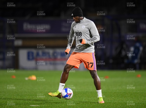 291220 - Wycombe Wanderers v Cardiff City - Sky Bet Championship - Sheyi Ojo of Cardiff City during the pre-match warm-up 
