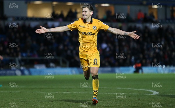 020117 - Wycombe Wanders v Newport County - SkyBet League Two - Mark Randall of Newport County celebrates scoring a goal by Chris Fairweather/Huw Evans Agency