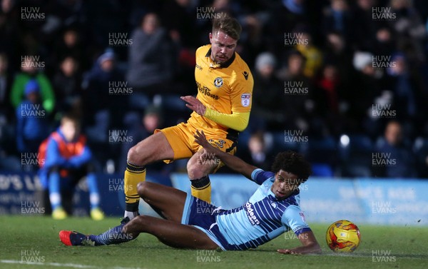 020117 - Wycombe Wanders v Newport County - SkyBet League Two - Jack Jebb of Newport County is tackled by Sido Jombati of Wycombe Wanderers by Chris Fairweather/Huw Evans Agency