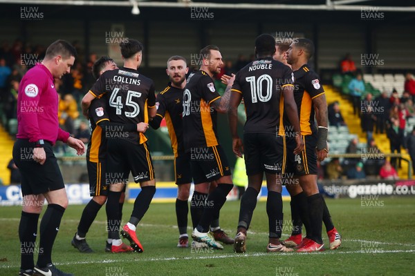 100318 - Yeovil Town v Newport County - EFL SkyBet League 2 - Paul Hayes of Newport County celebrates scoring the second goal