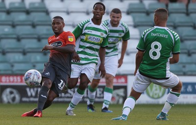 100718 - Yeovil Town v Swansea City - Pre Season Friendly - Luciano Nursing of Swansea City passes the ball into the box