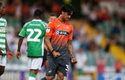 100718 - Yeovil Town v Swansea City - Pre Season Friendly - Yan Dmanda of Swansea City celebrates scoring a goal