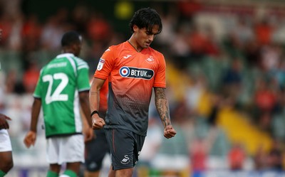 100718 - Yeovil Town v Swansea City - Pre Season Friendly - Yan Dmanda of Swansea City celebrates scoring a goal