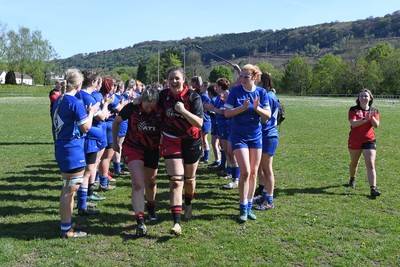 270425 - Ynysddu BG Ladies v Haverfordwest - Admiral Women's National League Championship - Ynysddu BG Ladies  celebrate the win at full time