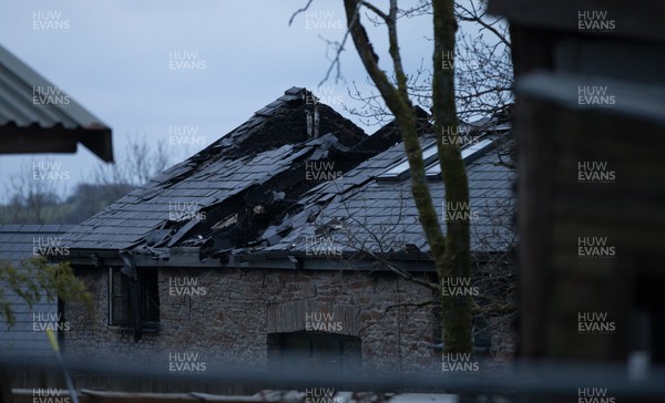 270421 A view of the fire damaged house where a body was found at Mill Road, Ynysybwl, near Pontypridd