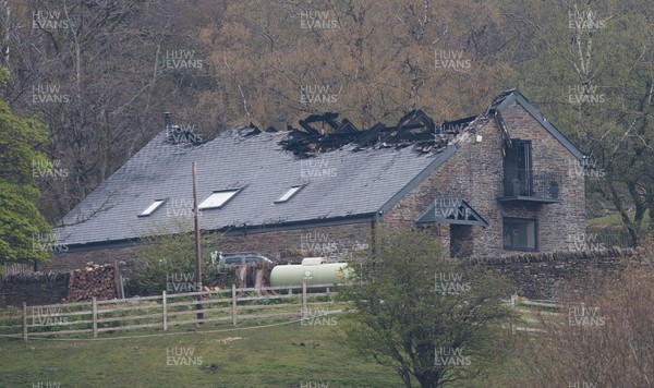 280421 A view of the fire damaged house where a body was found at Mill Road, Ynysybwl, near Pontypridd