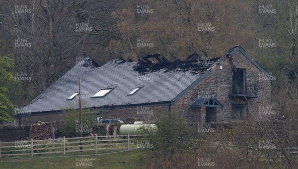 280421 A view of the fire damaged house where a body was found at Mill Road, Ynysybwl, near Pontypridd