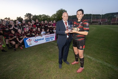020525 - Ynysybwl RFC Women v Taffs Well Women - Admiral Women's National League Central - WRU Representative Roy Wilkinson with captain Samantha Galea of Ynysybwl 