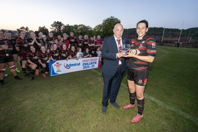 020525 - Ynysybwl RFC Women v Taffs Well Women - Admiral Women's National League Central - WRU Representative Roy Wilkinson with captain Samantha Galea of Ynysybwl 