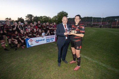 020525 - Ynysybwl RFC Women v Taffs Well Women - Admiral Women's National League Central - WRU Representative Roy Wilkinson with captain Samantha Galea of Ynysybwl 
