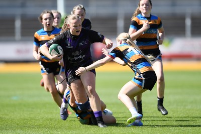 060525 - Ysfgol Bro Pedr v Bryncelynnog Comprehensive - Girls Schools U14s Cup Final - Poppy Thomas of Ysfgol Bro Pedr is challenged by Ava Rees of Bryncelynnog