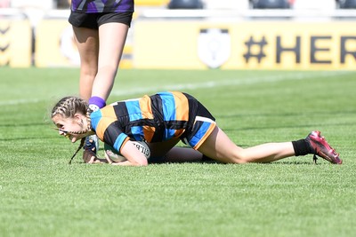 060525 - Ysfgol Bro Pedr v Bryncelynnog Comprehensive - Girls Schools U14s Cup Final - Sophie Letman of Bryncelynnog scores a try