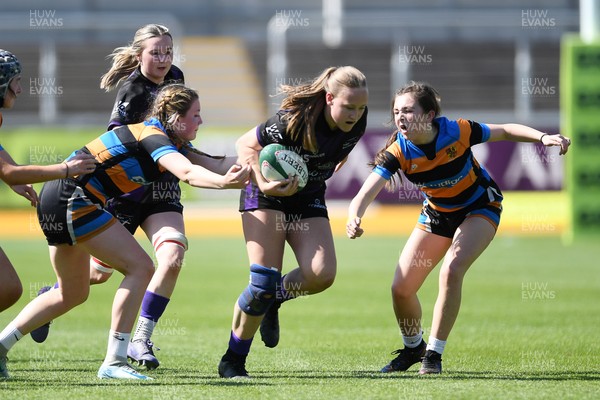 060525 - Ysfgol Bro Pedr v Bryncelynnog Comprehensive - Girls Schools U14s Cup Final - Poppy Thomas of Ysfgol Bro Pedr is challenged by Ava Rees of Bryncelynnog