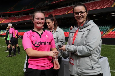 190324 - Ysgol Bryn Celynnog v Ysgol Godre’r Berwyn -  WRU Welsh Schools Girls U12 Cup Final - Players and Officials receive medals 