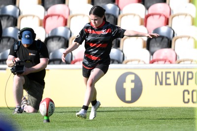 060525 - Ysgol Cwm Rhymni v Ysgol Bro Dur - Girls Schools U16s Cup Final - Seren Mathews of Ysgol Cwm Rhymni kicks the conversion