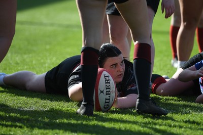 060525 - Ysgol Cwm Rhymni v Ysgol Bro Dur - Girls Schools U16s Cup Final - Paige Willimas of Ysgol Cwm Rhymni scores a try