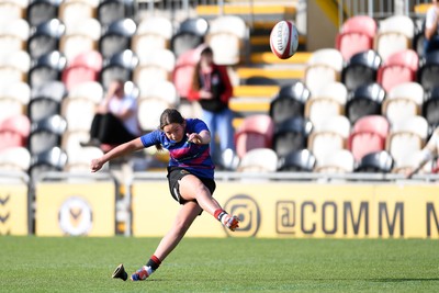 060525 - Ysgol Cwm Rhymni v Ysgol Bro Dur - Girls Schools U16s Cup Final - Isabelle Thomas of Ysgol Bro Dur kicks the conversion
