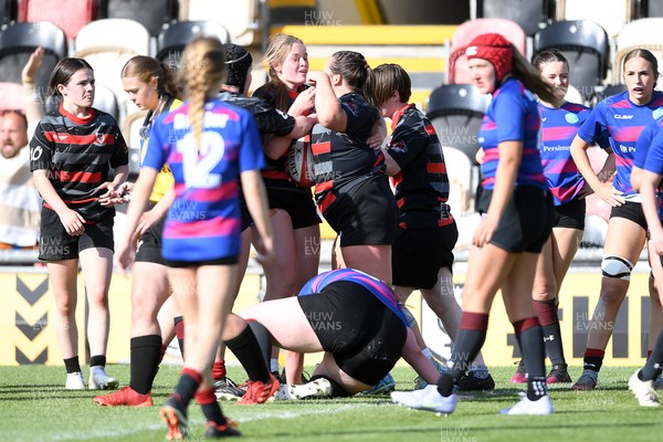 060525 - Ysgol Cwm Rhymni v Ysgol Bro Dur - Girls Schools U16s Cup Final - Paige Willimas of Ysgol Cwm Rhymni scores a try