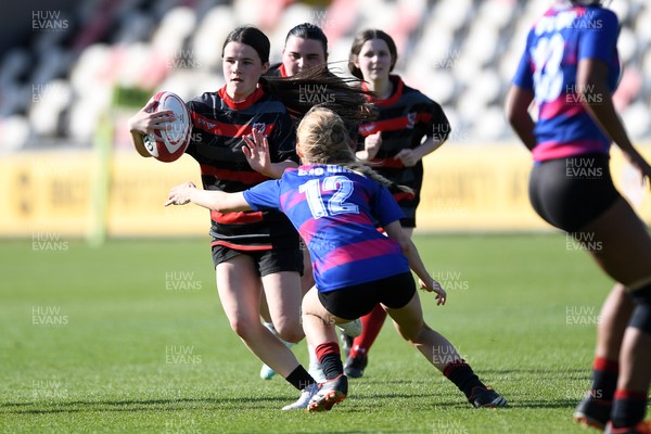 060525 - Ysgol Cwm Rhymni v Ysgol Bro Dur - Girls Schools U16s Cup Final - Seren Mathews of Ysgol Cwm Rhymni is challenged by Mali Jones of Ysgol Bro Dur