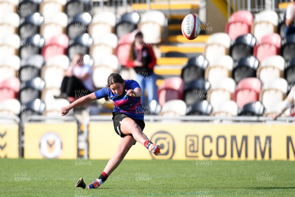 060525 - Ysgol Cwm Rhymni v Ysgol Bro Dur - Girls Schools U16s Cup Final - Isabelle Thomas of Ysgol Bro Dur kicks the conversion