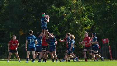 011025 - Ysgol Gyfun Gymraeg Glantaf v Coleg Gwent, WRU Welsh Schools & Colleges league - Alfie Prygodzicz of Ysgol Glantaf wins the line out