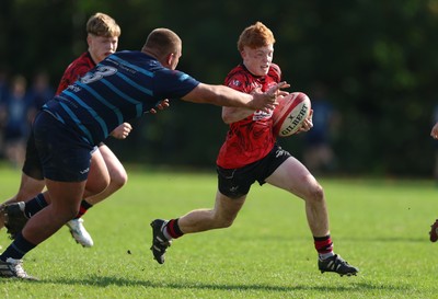 011025 - Ysgol Gyfun Gymraeg Glantaf v Coleg Gwent, WRU Welsh Schools & Colleges league - Ellis Anderson of Coleg Gwent takes on Isaac Jones of Ysgol Glantaf