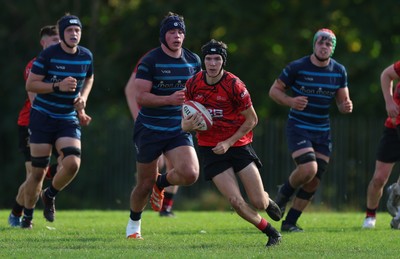 011025 - Ysgol Gyfun Gymraeg Glantaf v Coleg Gwent, WRU Welsh Schools & Colleges league - Sam Morgan of Coleg Gwent races away