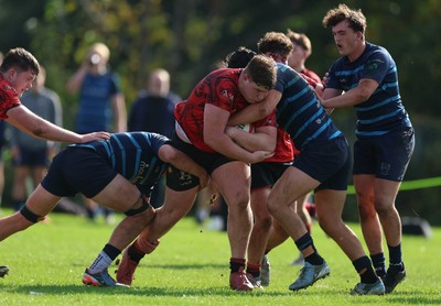 011025 - Ysgol Gyfun Gymraeg Glantaf v Coleg Gwent, WRU Welsh Schools & Colleges league - Scott Crew of Coleg Gwent charges forward