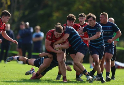 011025 - Ysgol Gyfun Gymraeg Glantaf v Coleg Gwent, WRU Welsh Schools & Colleges league - Scott Crew of Coleg Gwent charges forward