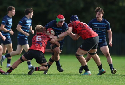 011025 - Ysgol Gyfun Gymraeg Glantaf v Coleg Gwent, WRU Welsh Schools & Colleges league - Alfie Prygodzicz of Ysgol Glantaf charges forward