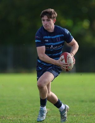011025 - Ysgol Gyfun Gymraeg Glantaf v Coleg Gwent, WRU Welsh Schools & Colleges league - Evan Jones of Ysgol Glantaf races in to score try