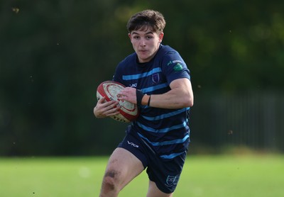 011025 - Ysgol Gyfun Gymraeg Glantaf v Coleg Gwent, WRU Welsh Schools & Colleges league - Evan Jones of Ysgol Glantaf races in to score try
