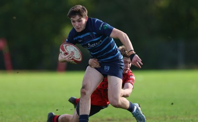 011025 - Ysgol Gyfun Gymraeg Glantaf v Coleg Gwent, WRU Welsh Schools & Colleges league - Evan Jones of Ysgol Glantaf races in to score try