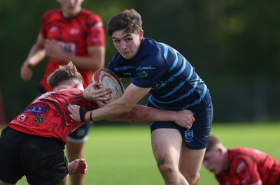 011025 - Ysgol Gyfun Gymraeg Glantaf v Coleg Gwent, WRU Welsh Schools & Colleges league - Evan Jones of Ysgol Glantaf races in to score try