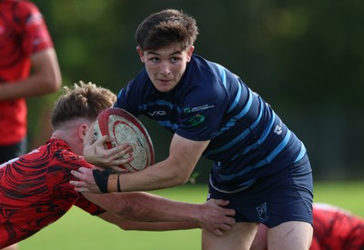 011025 - Ysgol Gyfun Gymraeg Glantaf v Coleg Gwent, WRU Welsh Schools & Colleges league - Evan Jones of Ysgol Glantaf races in to score try
