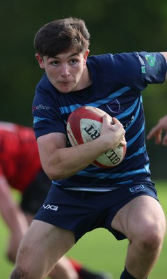 011025 - Ysgol Gyfun Gymraeg Glantaf v Coleg Gwent, WRU Welsh Schools & Colleges league - Evan Jones of Ysgol Glantaf races in to score try