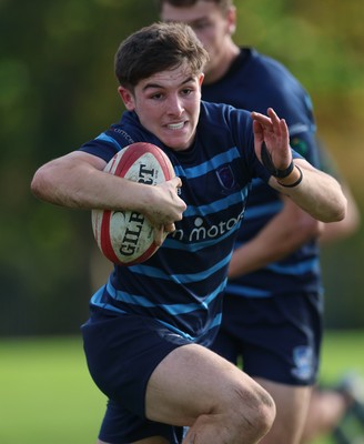011025 - Ysgol Gyfun Gymraeg Glantaf v Coleg Gwent, WRU Welsh Schools & Colleges league - Evan Jones of Ysgol Glantaf races in to score try