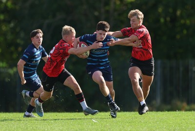 011025 - Ysgol Gyfun Gymraeg Glantaf v Coleg Gwent, WRU Welsh Schools & Colleges league - Harry Kinsey of Ysgol Glantaf charges forward