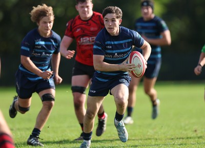 011025 - Ysgol Gyfun Gymraeg Glantaf v Coleg Gwent, WRU Welsh Schools & Colleges league - Evan Jones of Ysgol Glantaf races away