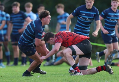 011025 - Ysgol Gyfun Gymraeg Glantaf v Coleg Gwent, WRU Welsh Schools & Colleges league - Efan Jenkins of Ysgol Glantaf charges forward