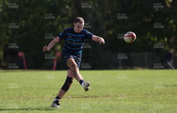 011025 - Ysgol Gyfun Gymraeg Glantaf v Coleg Gwent, WRU Welsh Schools & Colleges league - Bailey Cutts of Ysgol Glantaf kicks conversion