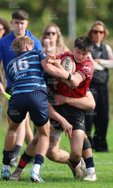 011025 - Ysgol Gyfun Gymraeg Glantaf v Coleg Gwent, WRU Welsh Schools & Colleges league - Elliot Williams of Coleg Gwent is tackled