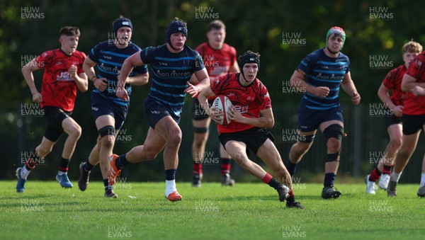 011025 - Ysgol Gyfun Gymraeg Glantaf v Coleg Gwent, WRU Welsh Schools & Colleges league - Sam Morgan of Coleg Gwent races away