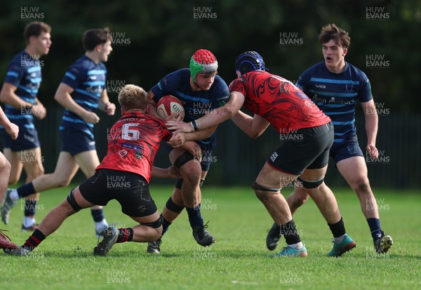 011025 - Ysgol Gyfun Gymraeg Glantaf v Coleg Gwent, WRU Welsh Schools & Colleges league - Alfie Prygodzicz of Ysgol Glantaf charges forward