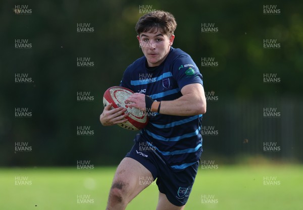 011025 - Ysgol Gyfun Gymraeg Glantaf v Coleg Gwent, WRU Welsh Schools & Colleges league - Evan Jones of Ysgol Glantaf races in to score try