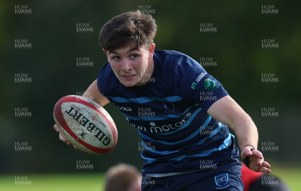 011025 - Ysgol Gyfun Gymraeg Glantaf v Coleg Gwent, WRU Welsh Schools & Colleges league - Evan Jones of Ysgol Glantaf races in to score try